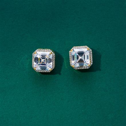 Cubic Zirconia Delicate Earring With 2 Tone Rhodium Plating