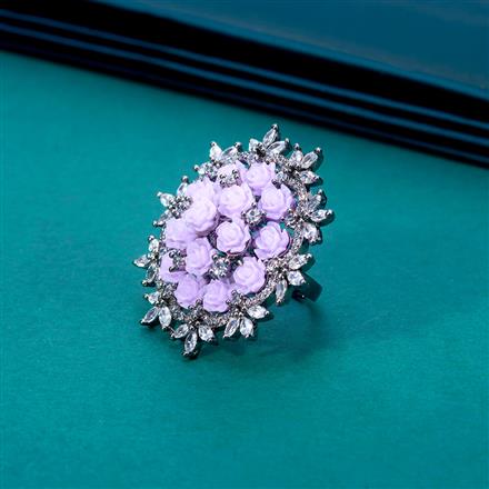 Cubic Zirconia Adjustable Ring With Rhodium Plating