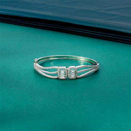 Cubic Zirconia Openable Kada With Black 2 Tone Rhodium Plating
