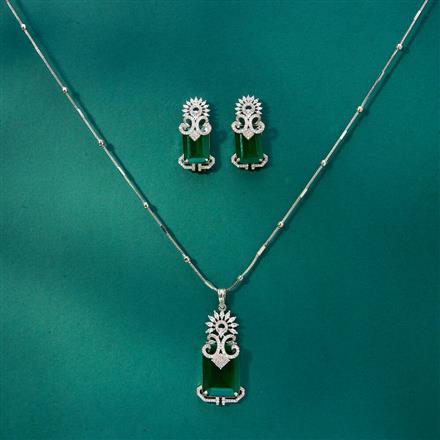 Cubic Zirconia Classic Pendant Set With Rhodium Plating