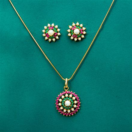 Cz Classic Pendant Set With Gold Plating