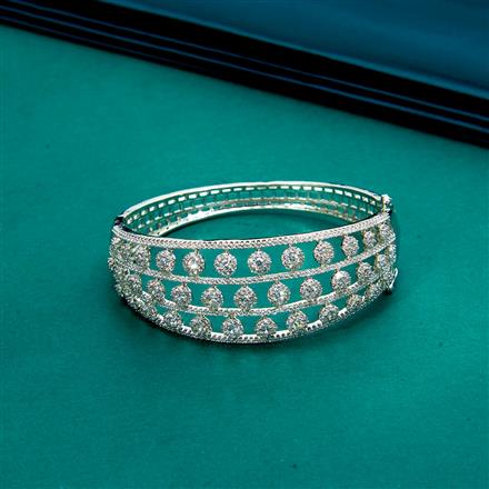 Cz Classic Kada With 2 Tone Rhodium Plating