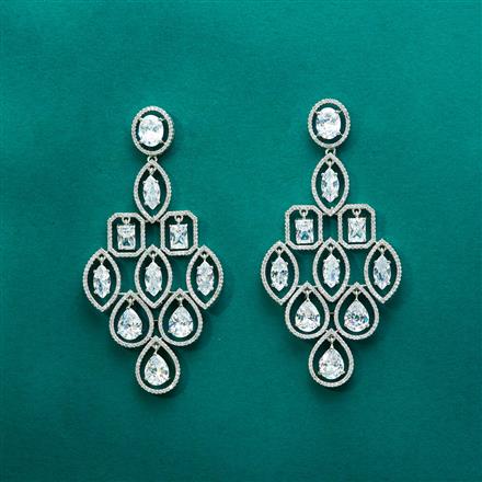 Cz Classic Earring With Black 2 Tone Rhodium Plating