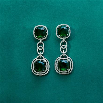 Cz Classic Earring With Rhodium Plating