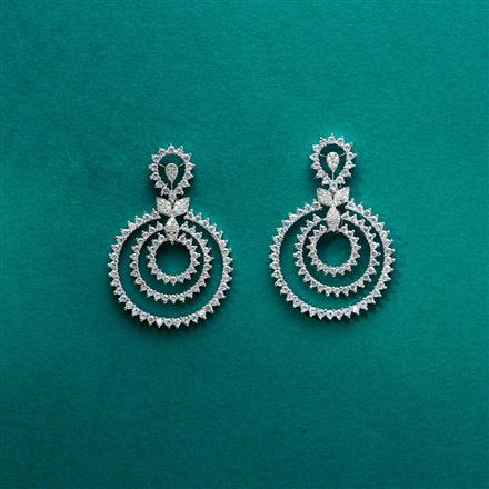 Cz Classic Earring With 2 Tone Rhodium Plating
