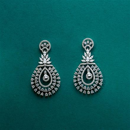 Cz Classic Earring With 2 Tone Rhodium Plating