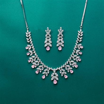 Cz Classic Necklace With Rhodium Plating
