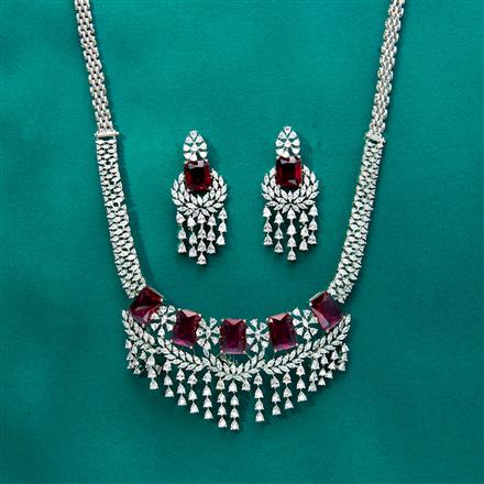 Cz Classic Necklace With Rhodium Plating