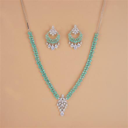 Cubic Zirconia Classic Necklace Set With Rhodium Plating