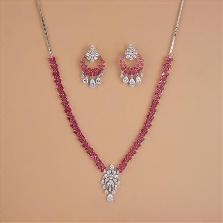 Cubic Zirconia Classic Necklace Set With Rhodium Plating