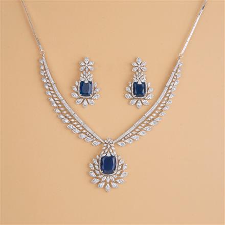 Cubic Zirconia Classic Necklace Set With Rhodium Plating