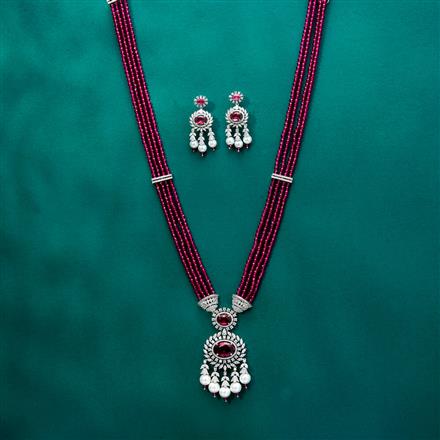 Cz Bandhai Necklace With Rhodium Plating