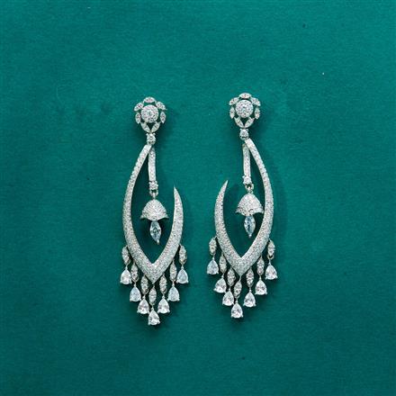 Cz Classic Earring With Black 2 Tone Rhodium Plating