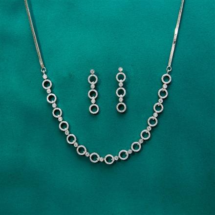 Cz Classic Necklace With 2 Tone Rhodium Plating