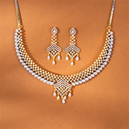 Cz Classic Necklace With 2 Tone Plating