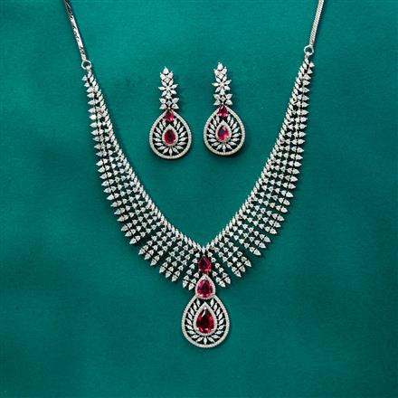Cz Classic Necklace With Rhodium Plating