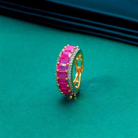 Cz Adjustable Ring With 2 Tone Plating