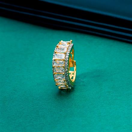 Cz Adjustable Ring With 2 Tone Plating