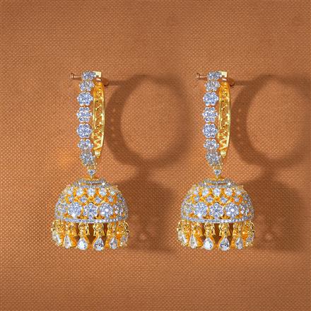 Cz Jhumki With 2 Tone Rhodium Plating