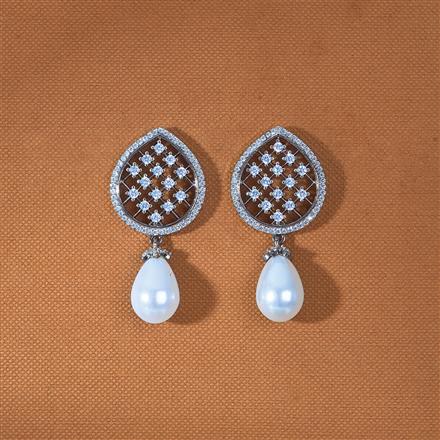 Cz Classic Earring With 2 Tone Black Rhodium Plating