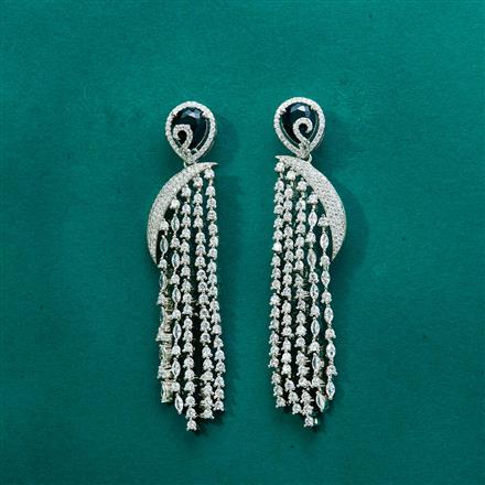 Cz Classic Earring With Rhodium Plating