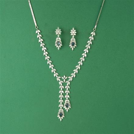Cubic Zirconia Classic Necklace Set With Rhodium Plating
