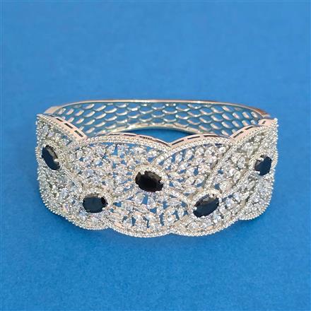 Cz Openable Kada With Rhodium Plating