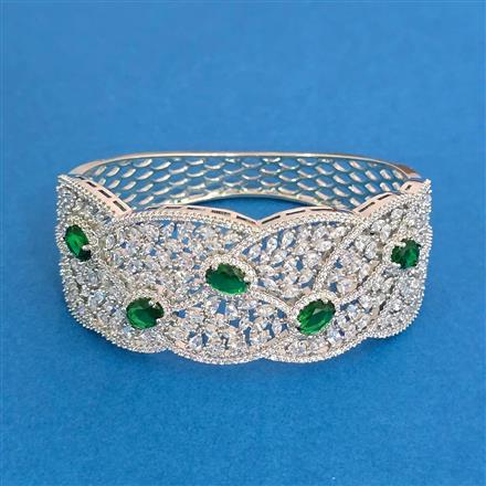 Cz Openable Kada With Rhodium Plating