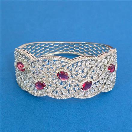Cz Openable Kada With Rhodium Plating
