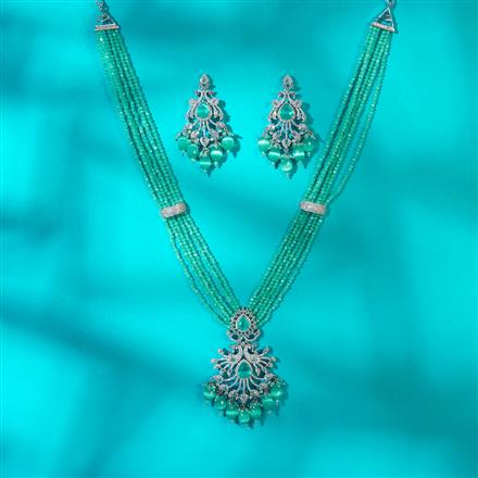 Cz Classic Pendant Set With Rhodium Plating