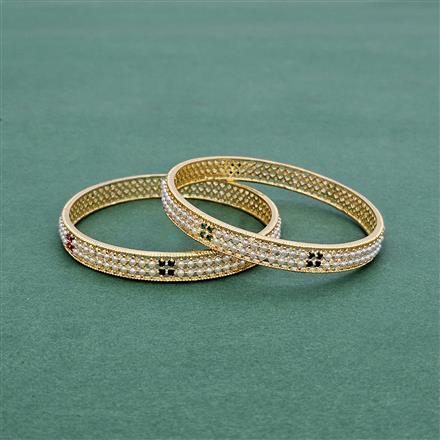 Cz Moti Bangles With Gold Plating