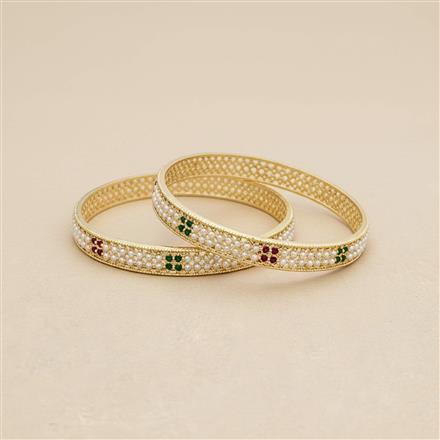 Cz Moti Bangles With Gold Plating