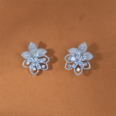 Cz Classic Earring With Rhodium Plating Plating