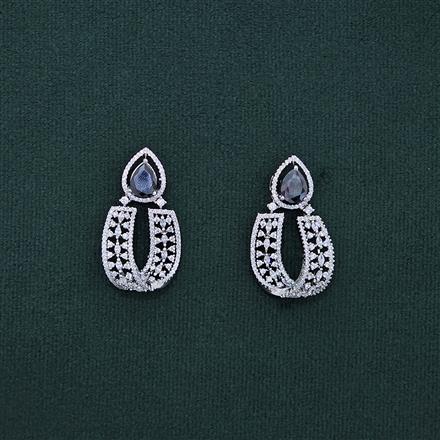 Cz Classic Earring With Rhodium Plating