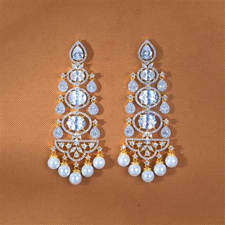 Cz Moti Earring With 2 Tone Plating