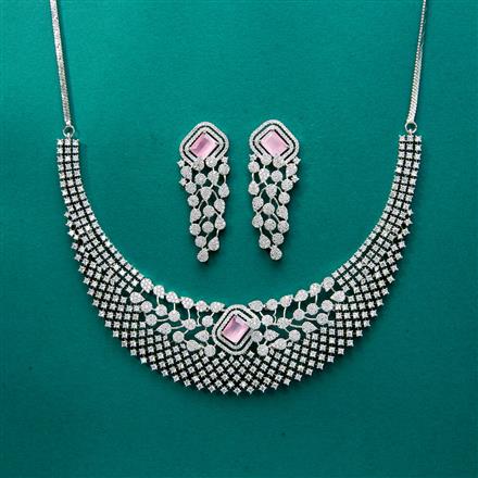 Cz Classic Necklace With Rhodium Plating