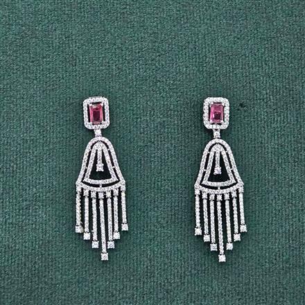 Cz Classic Earring With Rhodium Plating