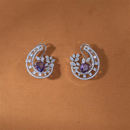Cz Classic Earring With Rhodium Plating Plating