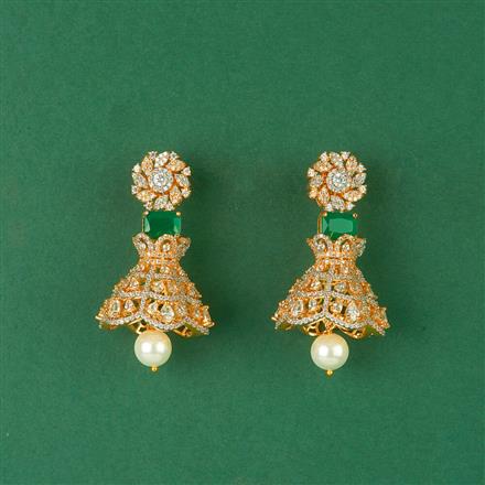 Cz Pearl Jhumki With 2 Tone Plating