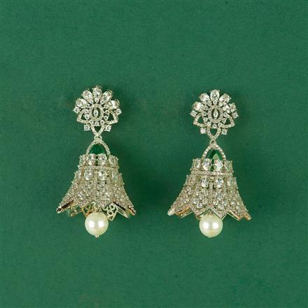 Cz Classic Earring With Rhodium Plating