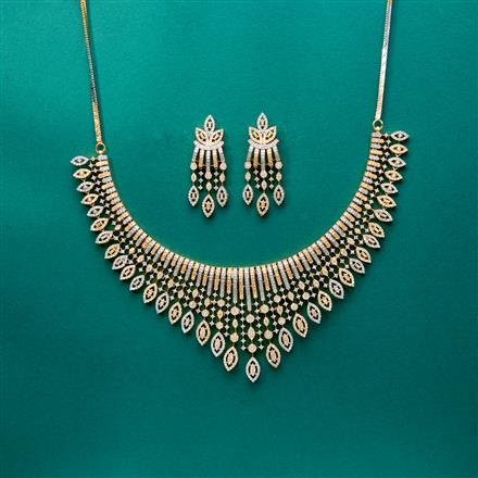 Cz Classic Necklace With 2 Tone Rhodium Plating