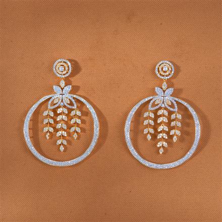 Cz Classic Earring With 2 Tone Rhodium Plating