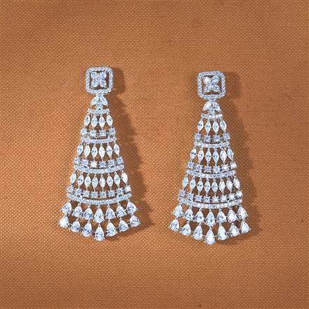 Cz Classic Earring With Rhodium Plating Plating