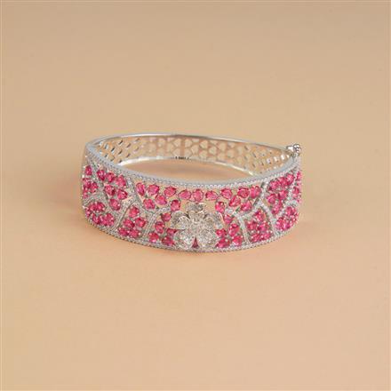 Cubic Zirconia Openable Kada With Rhodium Plating