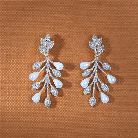 Cz Moti Earring With 2 Tone Black Rhodium Plating