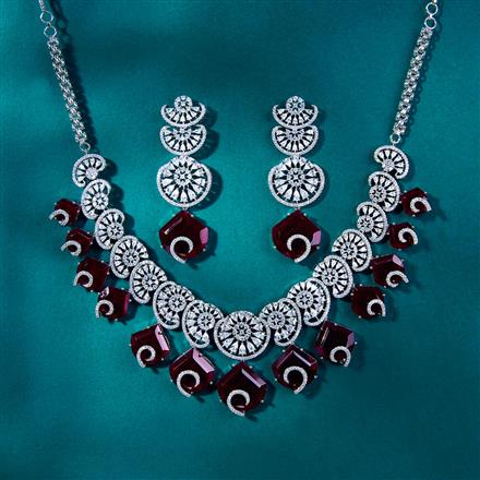 Cz Classic Necklace With Rhodium Plating