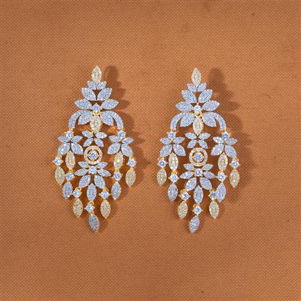 Cz Classic Earring With 2 Tone Black Rhodium Plating