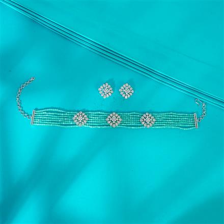 Cz Choker Necklace With Rhodium Plating