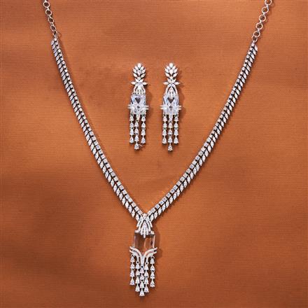 Cz Classic Necklace With Rhodium Plating