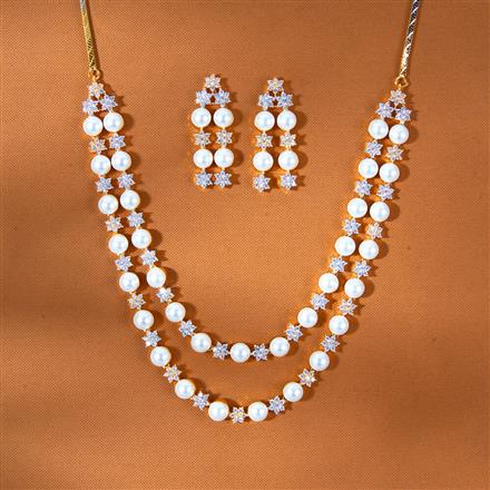 Cz Classic Necklace With 2 Tone Rhodium Plating